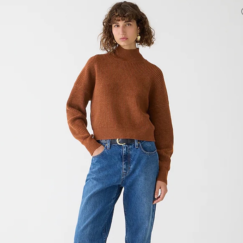 J. Crew - Ribbed Turtleneck Sweater In Stretch Yarn In Heather Hazelnut
